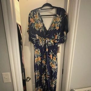 NWT 18/20 Floral wide leg Jumpsuit from A’Beautiful Soul with front knot detail